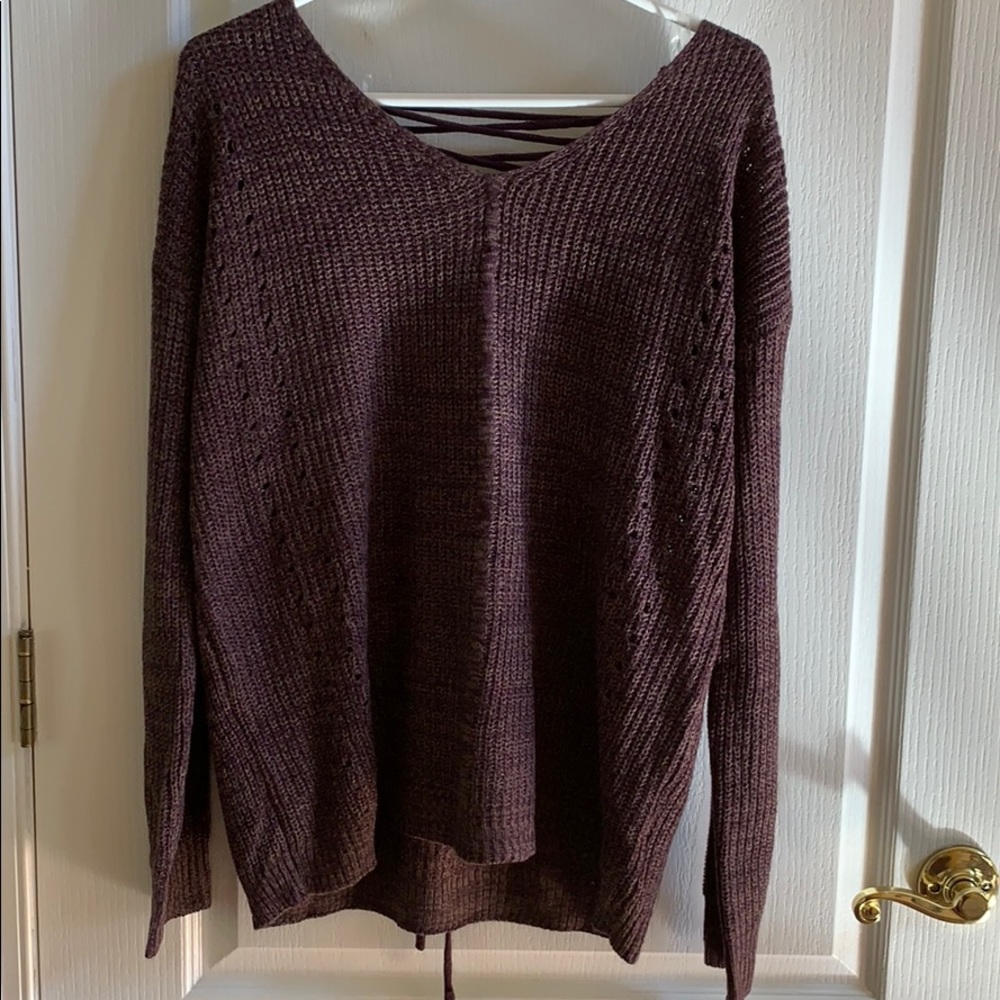 Laced up Back Sweater
